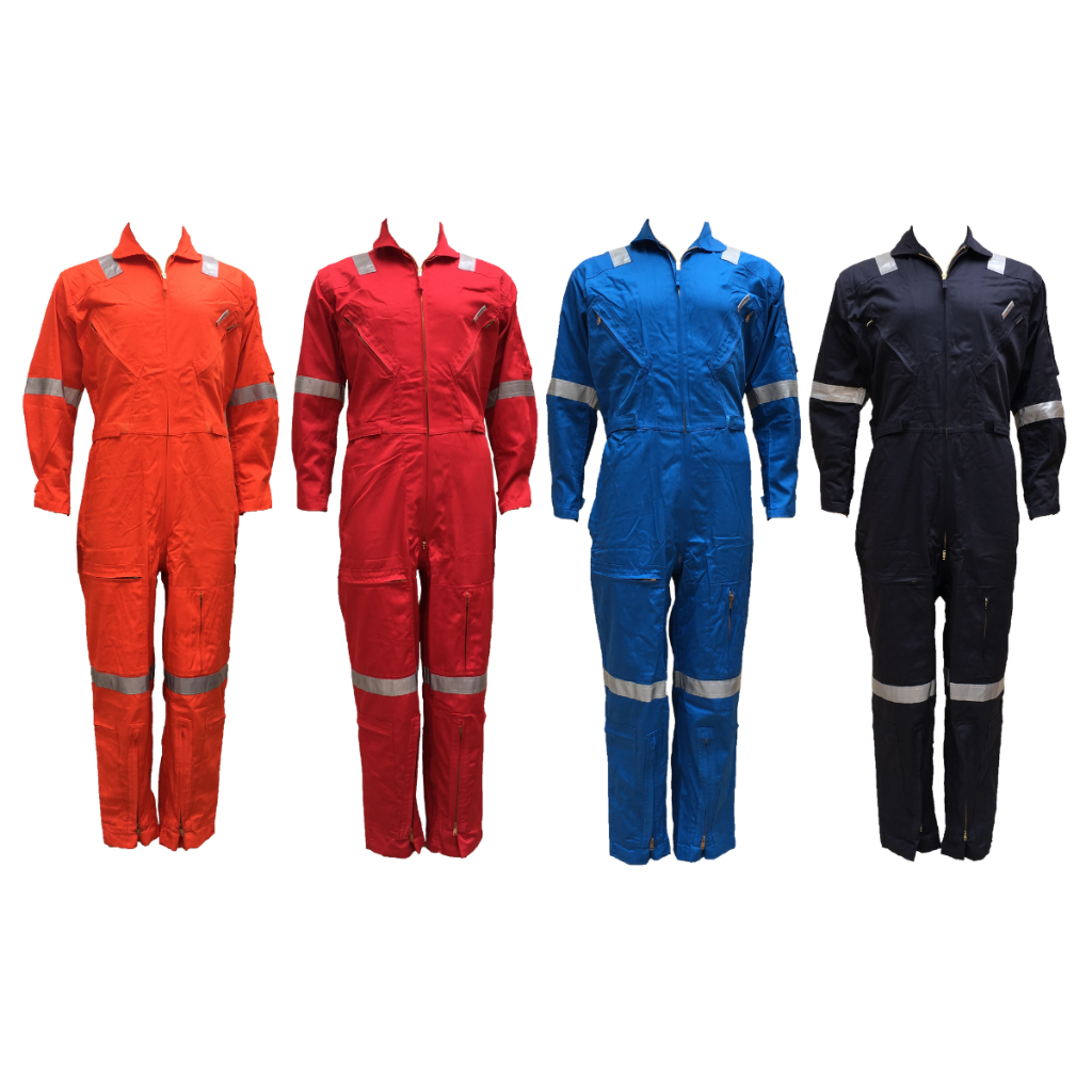 [เก็บโค้ด ลด 30%] ชุดหมีช่าง ปิดซิป ผ้า TC คอมทวิว แถบสะท้อนแสง 3M coverall with reflective tape