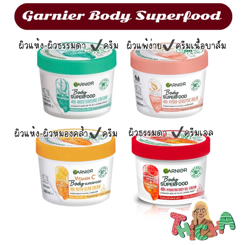 ใช้โค้ดวิดีโอลด30% Garnier Body Superfood 380ml.บำรุงผิวให้ความชุ่มชื้นถึง48ชม.