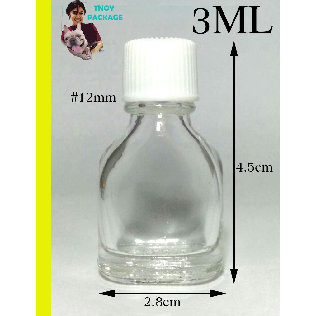 ขวด 3 มล.(ยกลัง1200ใบ)ขวดแก้วแบนใส+ฝาขาว 3ml สินค้าพร้อมจัดส่ง(ส่งสินค้าทุกวัน จ-อ-พ-พฤ-ศ-ส)