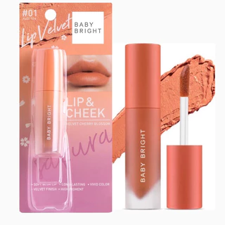 BABY BRIGHT เวลเวท เชอรี่บลอสซั่ม โทนสีส้มอิฐ LIP & CHEEK VELVET CHERRY BLOSSOM ขนาด 2.4G
