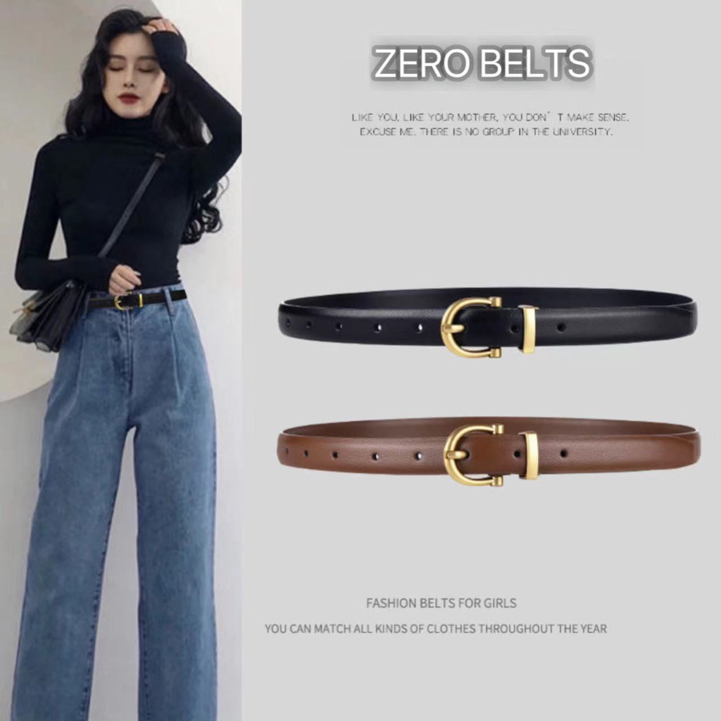 Classic belt เข็มขัดหนังอะไหล่ทอง (เริ่มเจาะรูตั้งแต่เอว 22)