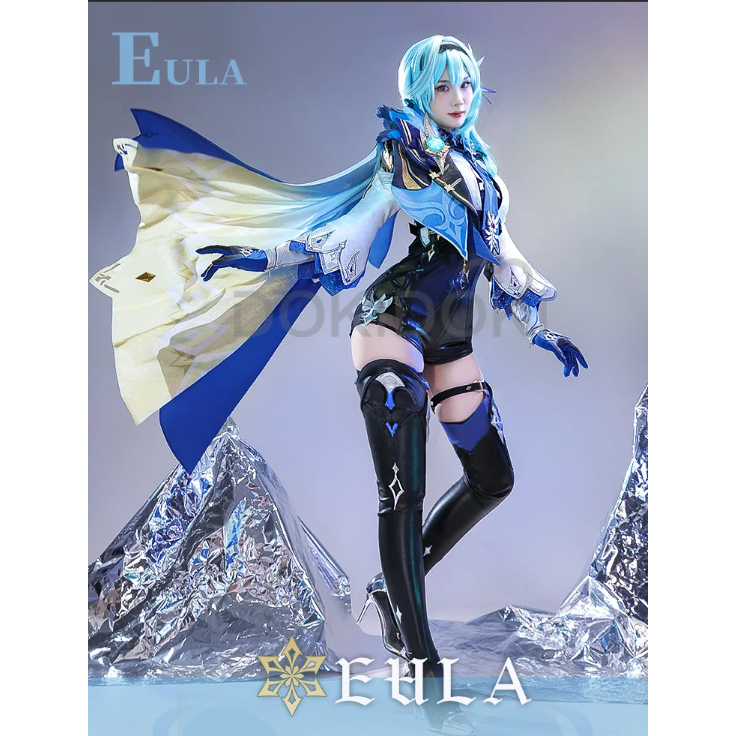 Eula คอสเพลย์เครื่องแต่งกายเกม Genshin ผลกระทบคอสเพลย์ DokiDoki SR เกม Genshin ผลกระทบคอสเพลย์ฮาโลวี