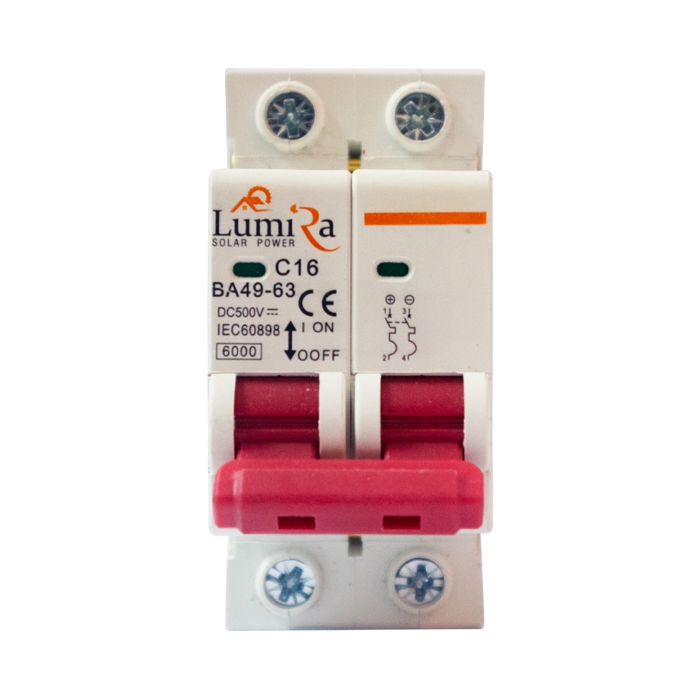 Lumira Breaker DC รุ่น MCB-DC 500V Solar Cell Sefety Miniature Circuit ป้องกันกระแสไฟเกิน ไฟลัดวงจร เบรกเกอร์ลูกสกิต