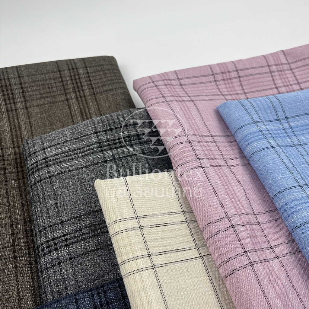 ผ้าพาวเวอร์ เพลด Power Plaid ผ้าลายสก็อต ตัดสูท กางเกงทำงาน เอี๊ยม ผลิตเองในไทย ขนาด 1 หลา พร้อมส่ง