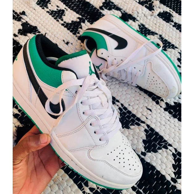(ของแท้100%) Nike Air Jordan 1 low White green