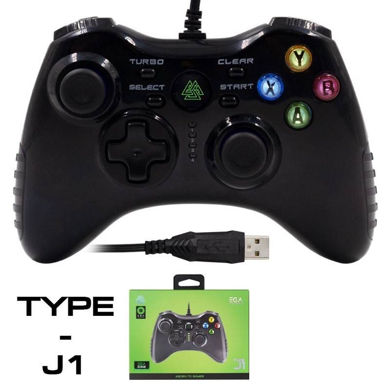 EGA TYPE J1 จอยเกมมิ่ง Gaming Joy Controller มีสาย For PC , TV-Box , Android  PS3 Windows ของแท้ รับ