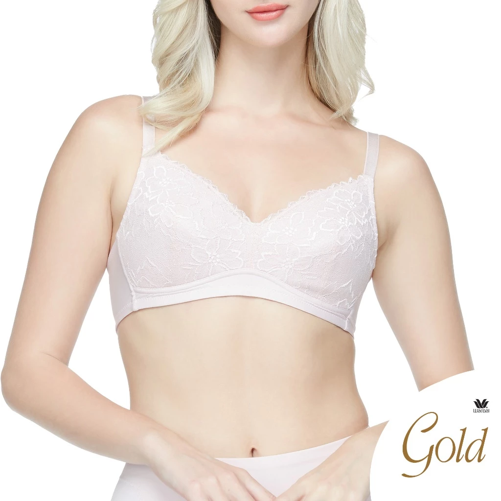 Wacoal Gold บราเพื่อสุขภาพแบบไร้โครง ไม่เสริมฟองน้ำ รุ่น WO1542 สีชมพู (WR)