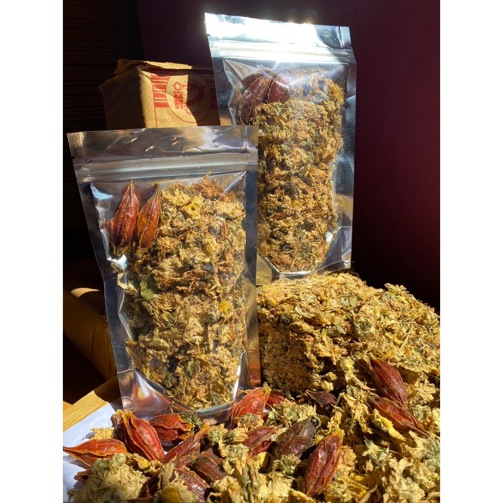 เก็กฮวย (ตราเสือ)อย่างดี พร้อมเม็ดพุดจีน กลิ่นหอม Dried Chrysanthemum พร้อมต้ม