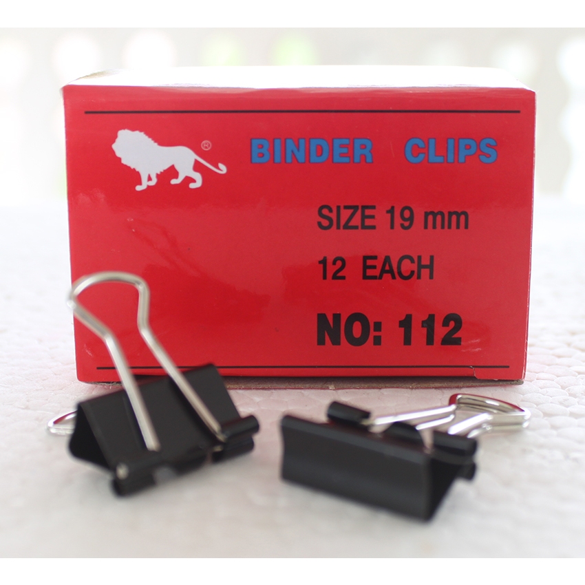 คลิปหนีบ สีดำ ตราสิงห์ เบอร์ 112 คลิปดำ No.112