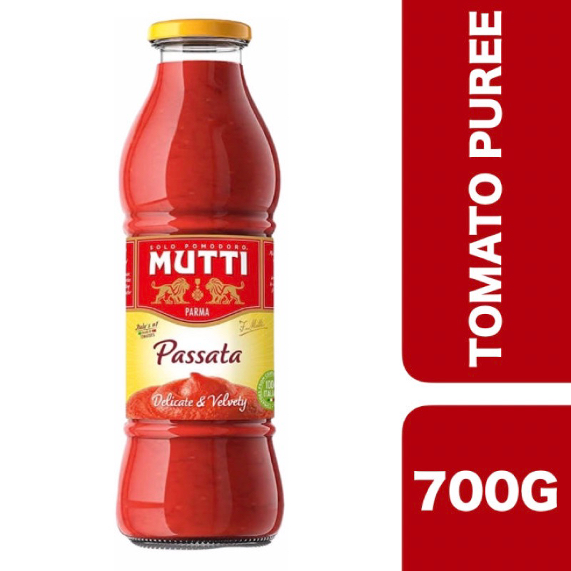 Mutti tomato puree 700g. มุตติ ขวดแก้ว ซอสมะเขือเทศสำหรับพาสต้า ขวดใหญ่ จากอิตาลี🇮🇹