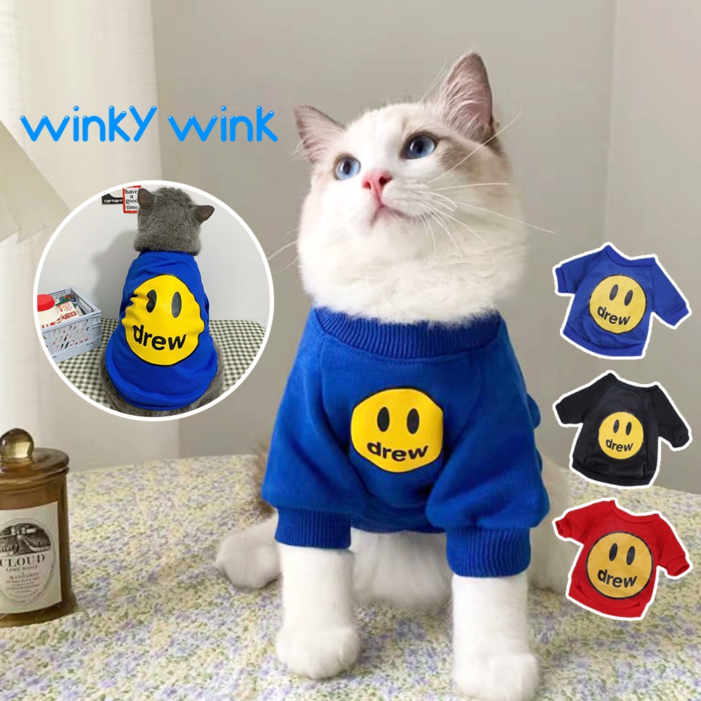 Winky Wink ชุดแมว เสื้อกันหนาว ผ้าฟลีซ ให้ความอบอุ่น แฟชั่นฤดูใบไม้ร่วง และฤดูหนาว สําหรับสัตว์เลี้ยง แมว