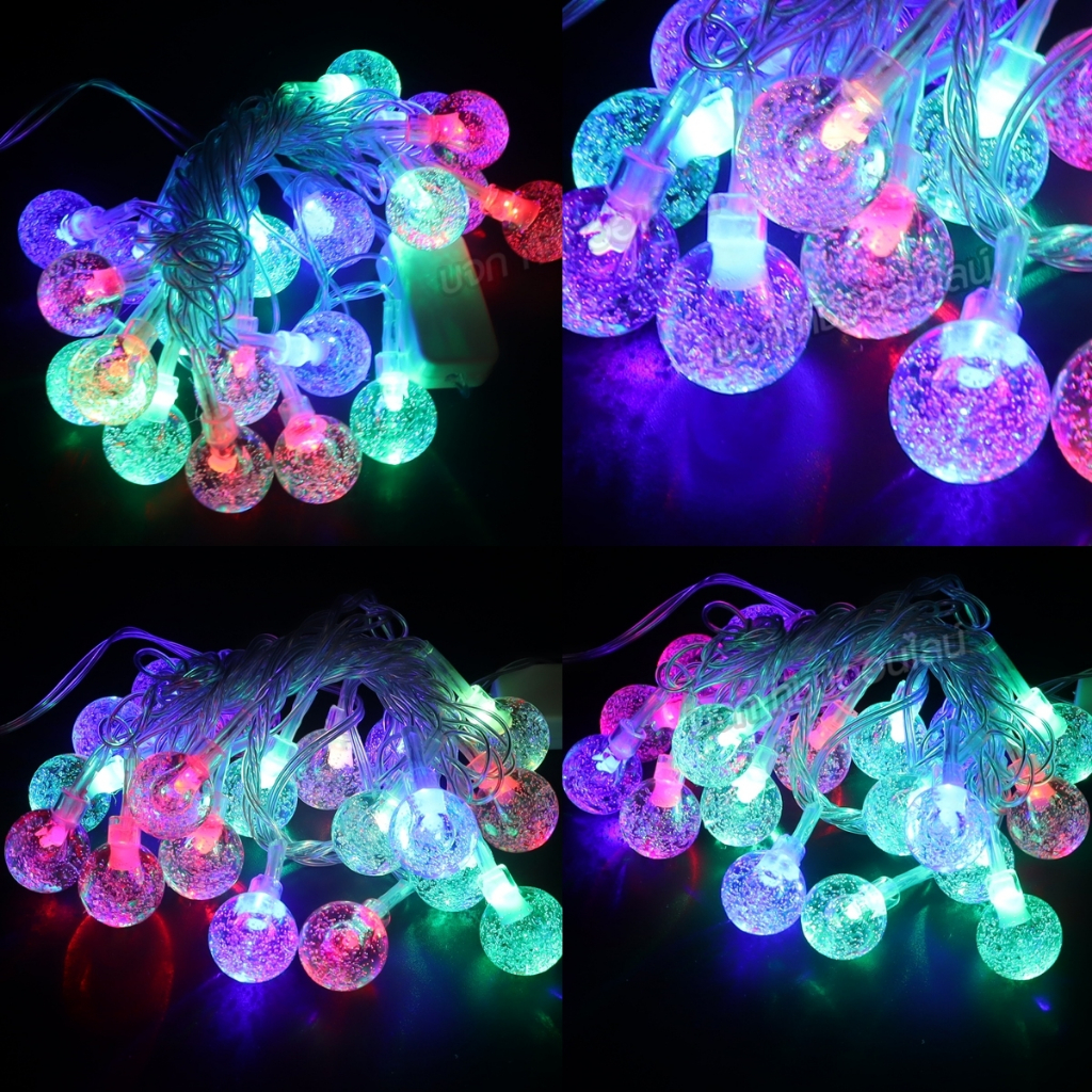 ไฟประดับ PAE7126 ไฟลูกแก้ว 20LED แสงวอร์มไวท์ แสงRGB วันปีใหม่ ไฟกระพริบ ไฟสโนบอล ไฟตกแต่ง Christmas กันน้ำ ต่อกันได้