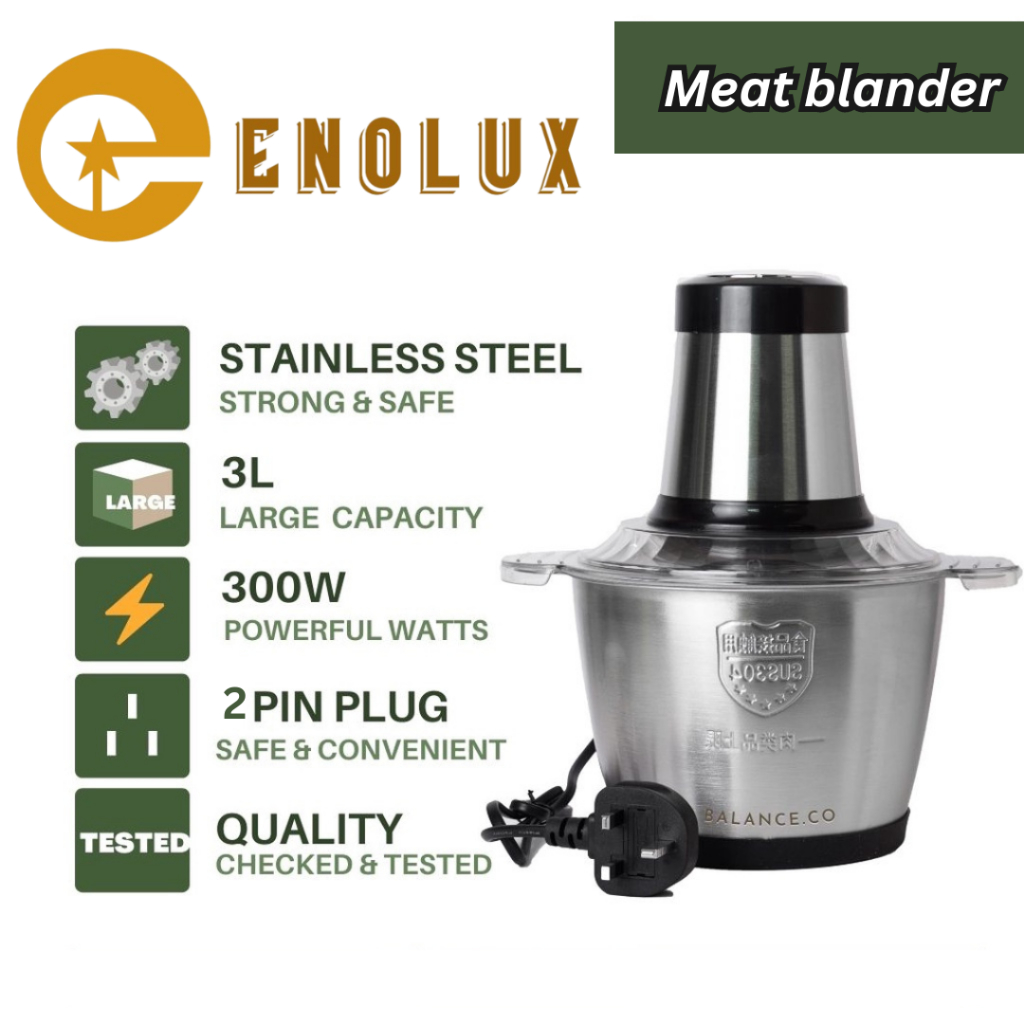 Enolux Meat Blander machine เครื่องปั่นเนื้อ 2L/3L เครื่องบดเนื้อสับอาหารเครื่องบดเนื้อไฟฟ้าเครื่องเตรียมอาหาร