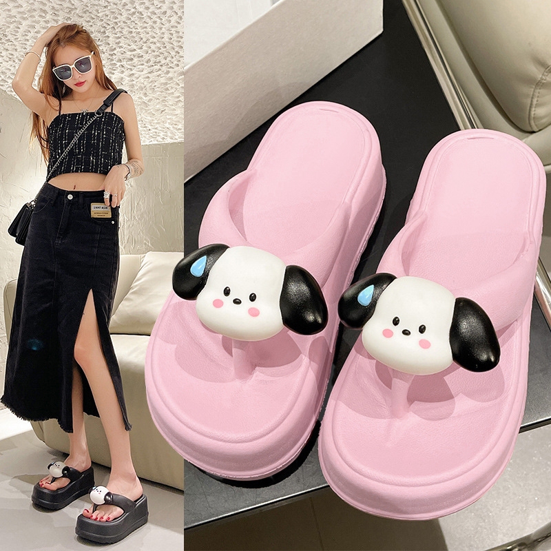 ShoesStudiosรองเท้าแตะแฟชั่นผู้หญิงทรงหูหนีบสูง วัสดุยางEVAน้ำหนักเบานิ่มเด้ง ดีไซน์ใหม่น่ารักตะมุตะมิแถมตัวติดน้องหมาติ