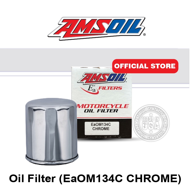 (A-FTEAOM134C) AMSOIL Oil Filter EAOM134C สำหรับ Harley (Chrome)