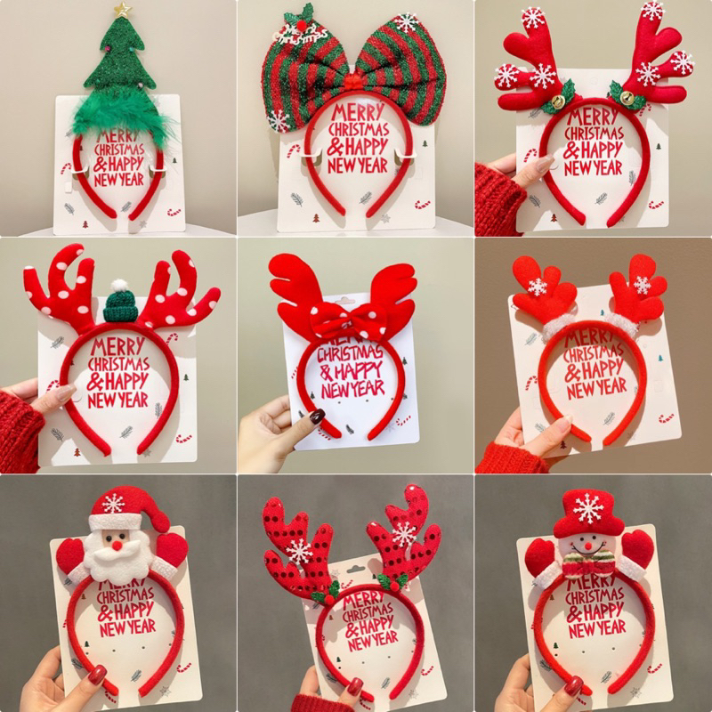 ที่คาดผมคริสต์มาส เขากวาง ซานต้าที่คาดผมMerry Christmas พร้อมส่งในไทย M1