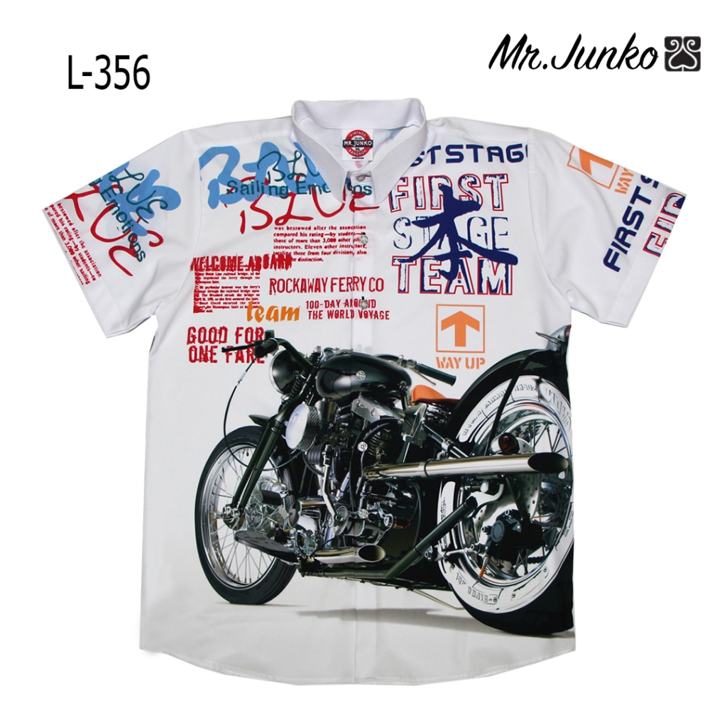 ส่งฟรี เชิ้ตแขนสั้น งานต่อลาย Mr-Junko ผ้านุ่มใส่สบาย ไม่ร้อน L-356