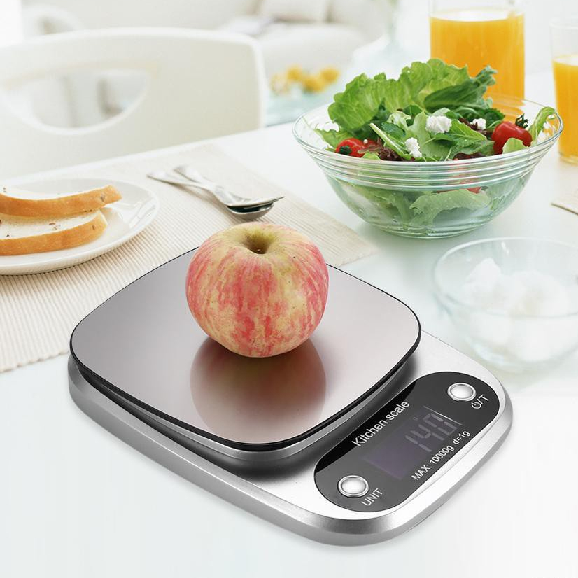 เครื่องชั่งดิจิตอล 10kg/0.1g แป้นสแตนเลส ชั่งอาหาร กาแฟ ถ่าน AAA อุปกรณ์เบเกอรี่