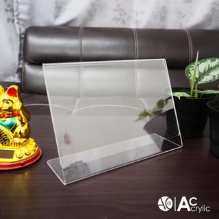 ป้ายอะคริลิคตั้งโต๊ะ A5 แนวนอน 21.5x15 cm อะคริลิคใส 1 หน้า ทรง L (A5L1P)