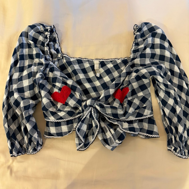 เสื้อครอป ลายสก็อต แบรนด์ Landmee ของแท้ Size s