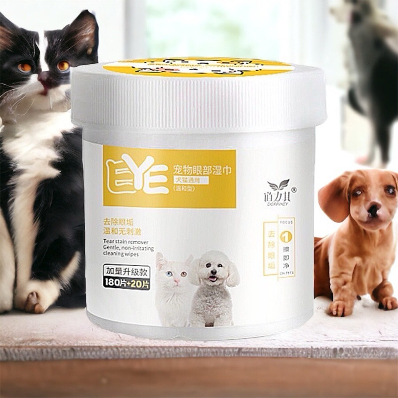 พร้อมส่ง🐶🐈แผ่นเช็ดสุนัขและแมว ผ้าเช็ดตาและหู ผ้าเช็ดทำความสะอาดเปียก ทิชชู่เปียกเช็ดคราบน้ำตา บรรจุ 200แผ่น