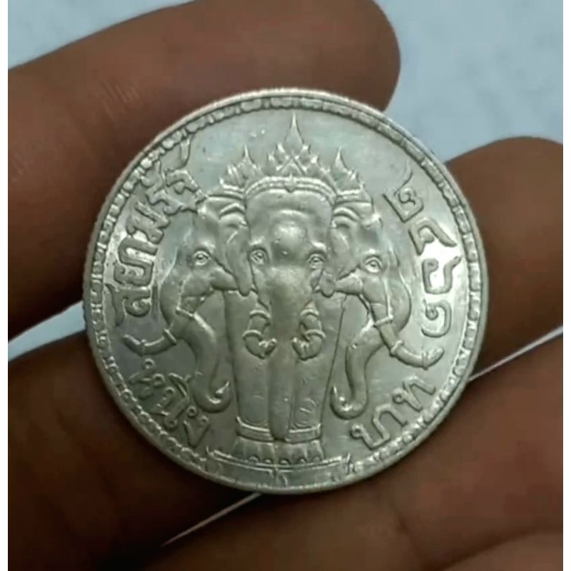 เหรียญเงิน 1บาท ร.6 พ.ศ.2461 ตัวติดหายากสภาพสวยมาก คมชัด ผิวสวย