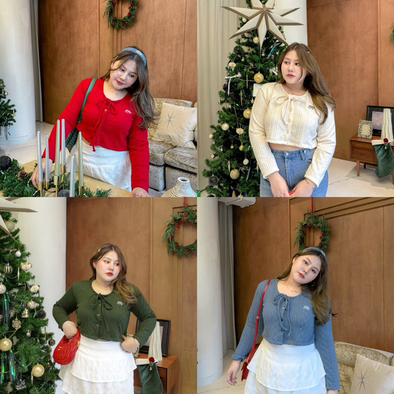 Tintin cardigan 🎀 เสื้อแขนยาวผ้าทอไหมพรม ผูกโบว์ (CD0010) - Merrychubbyhouse