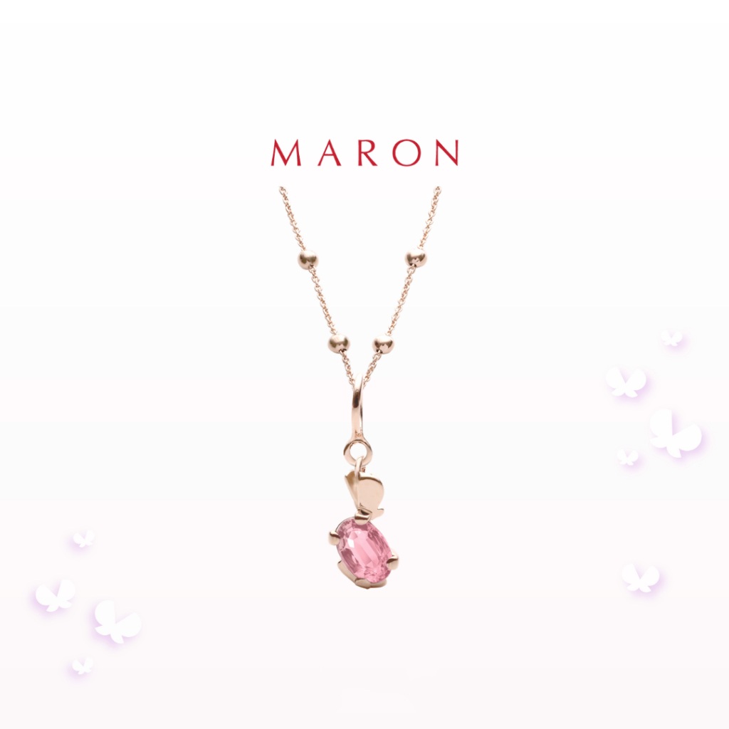 MARON - Happy Dream Oval Necklace with Pink Tourmaline ชุบ Rose Gold สร้อยคอพลอยทัวร์มาลีนสีชมพู นิย