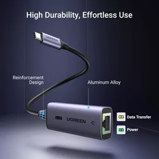 UGREEN อะแดปเตอร์ USB C to RJ45 2.5G Ethernet Adapter สำหรับ MacBook Air/Pro, XPS, iPhone 15/Plus/Pro/Max รุ่น CM648