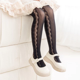 พร้อมส่ง ถุงเท้าลูกไม้ยาว ถุงน่องลูกไม้ สไตล์วินเทจ สำหรับเด็ก ชุดกระโปรงสไตล์ลูกไม้