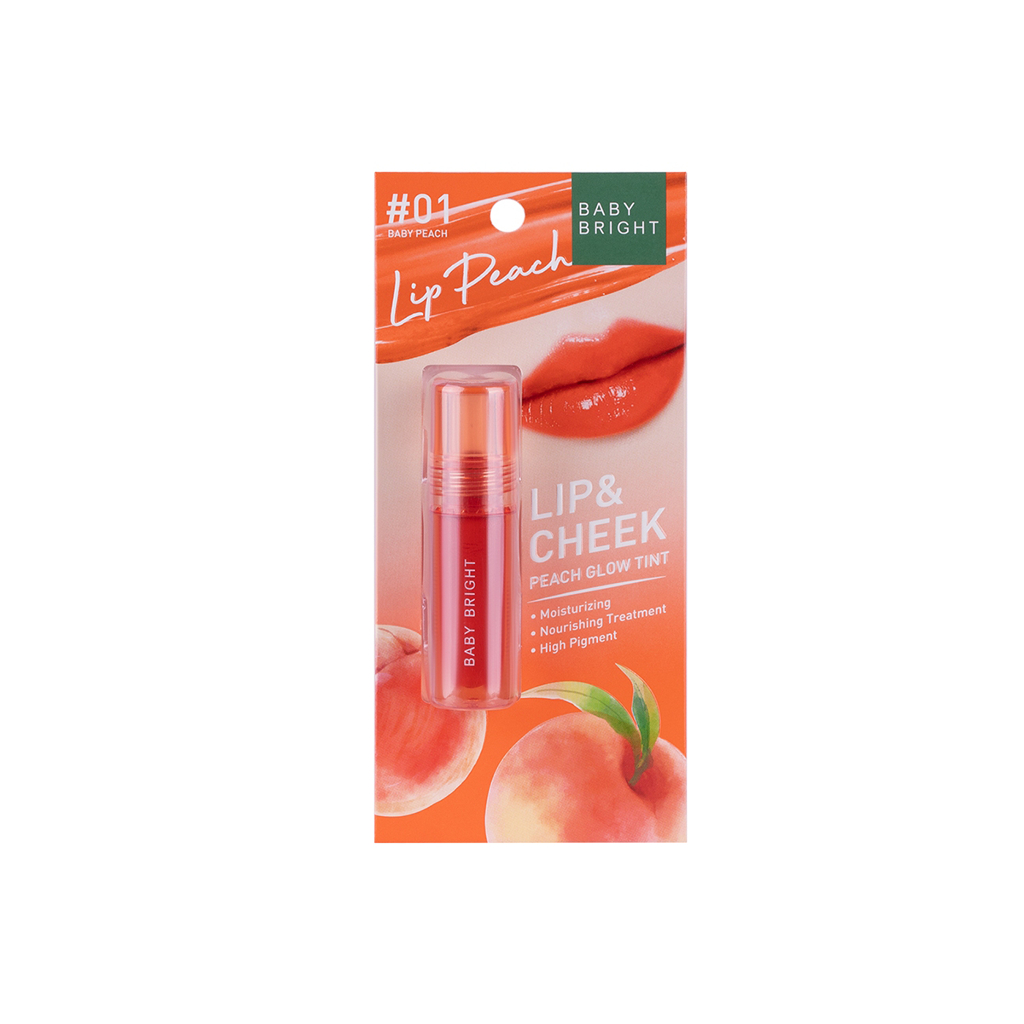 Baby Bright Lip & Cheek Peach Glow TInt 2.4g ลิปทินท์ เบบี้ไบรท์ ลิป แอนด์ ชีค พีช โกลว์ เนื้อออยล์ สีชัด ฉ่ำไม่หนักปาก