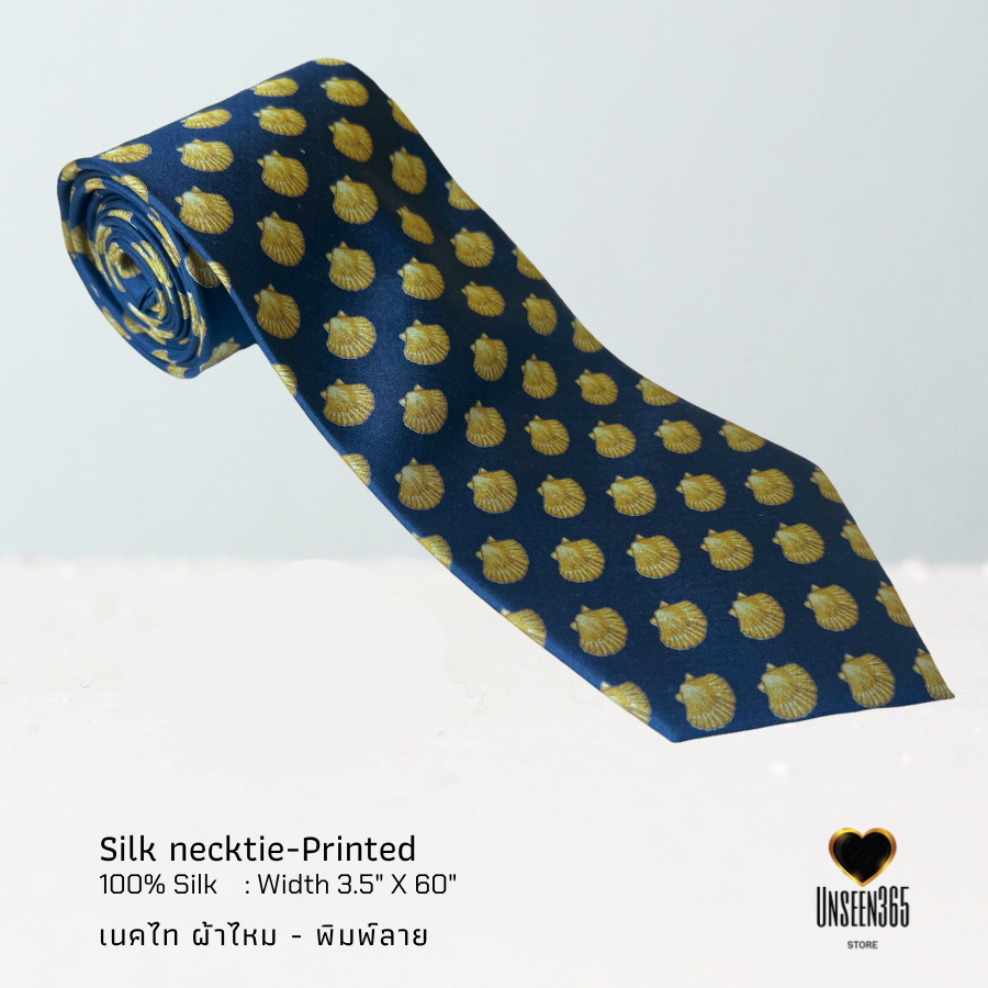 เนคไทผ้าไหม พิมพ์ลาย Silk necktie 100% silk printed  PRT-07 -จิม ทอมป์สัน -Jim Thompson