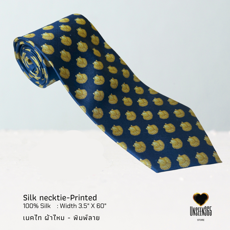 เนคไทผ้าไหม พิมพ์ลาย Silk necktie 100% silk printed  PRT-07 SN1 -จิม ทอมป์สัน -Jim Thompson