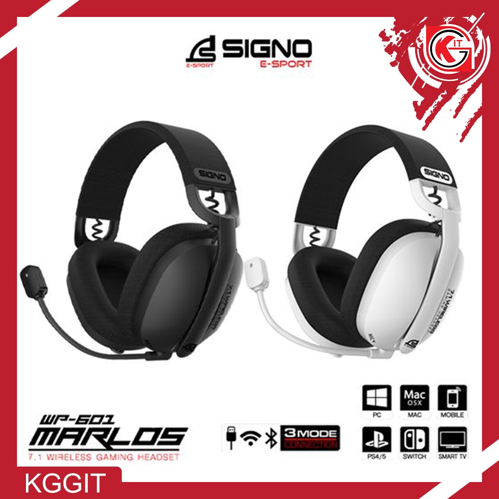 หูฟังเกมมิ่งไร้สาย SIGNO E-Sport 7.1 Wireless Gaming Headset MARLOS WP-601 เชื่อมต่อได้ 3 ระบบ (Tri-Mode)