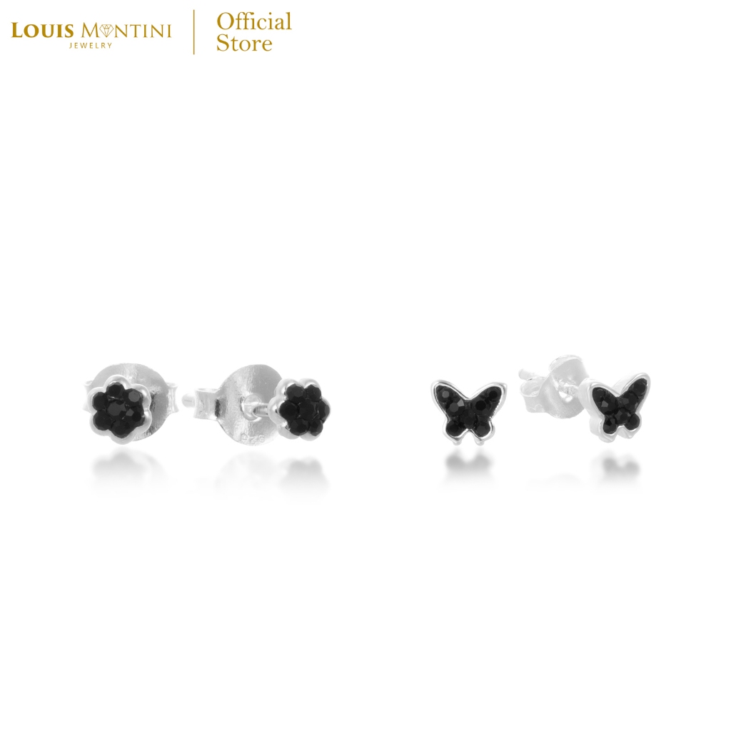 [Giftset] Louis Montini (Jewelry) ชุดกิฟท์เซต Sterling Silver 925 ต่างหูเงินแท้ รูปผีเสื้อ กับ ดอกไม้ LJ-GS021