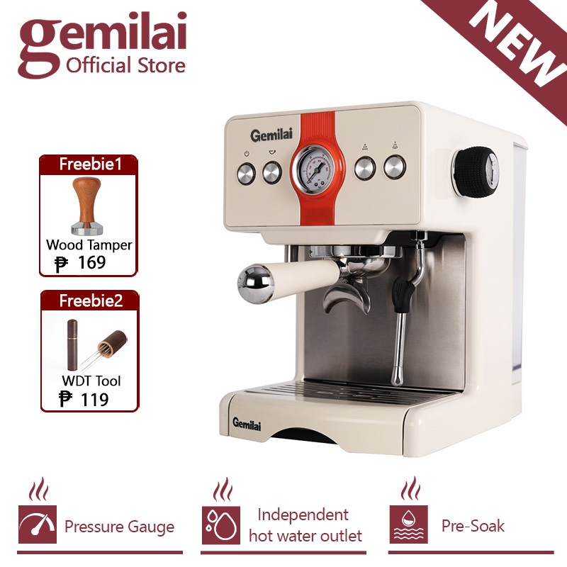New Coffee Maker Gemilai CRM3609 เครื่องชงกาแฟอัตโนมัติ ขนาดหัวชง 58mmเครื่องชงกาแฟเชิงพาณิชย์  15bar 58mm 1450W