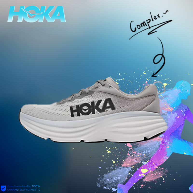HOKA ONE ONE Bondi 8 4E Wide Running Shoes Grey Black（ของแท้ 100%💯）