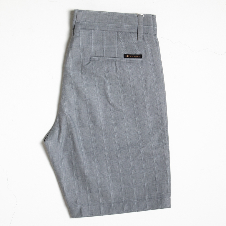 Hazard กางเกงขาสั้นลายสก็อต ผ้า Linen(ลินิน) สีเทา