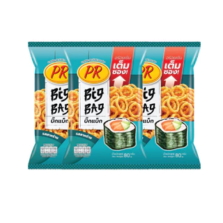 พีอาร์ ข้าวเกรียบ Big Bag รส กุ้งสไปชี่ มะเขือเทศ สาหร่าย 80 กรัม แพ็ค 3 ถุง