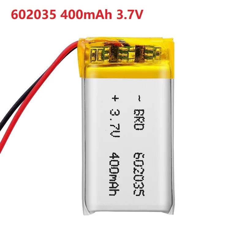 602035  3.7 V 400mAh สำหรับ mp3 หรือ กล้องติดหน้ารถ