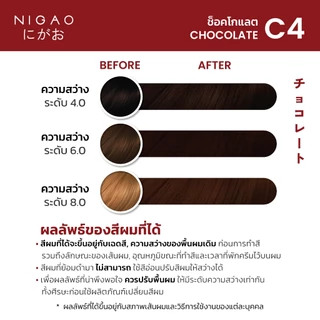 [ฟรี Developer] NIGAO Hair Color Fashion C4 Chocolate | นิกาโอะ ครีมเปลี่ยนสีผม สีย้อมผม สีน้ำตาล ช็อกโกแลต 100 mL