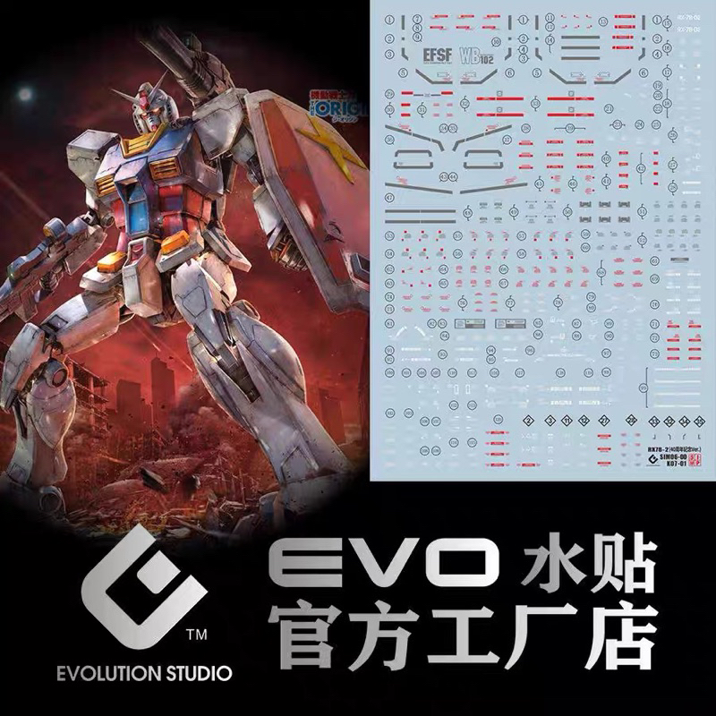 ดีคอลน้ำ DECAL EVO MG THE ORIGIN RX-78-2 GTO 40th Anniversary