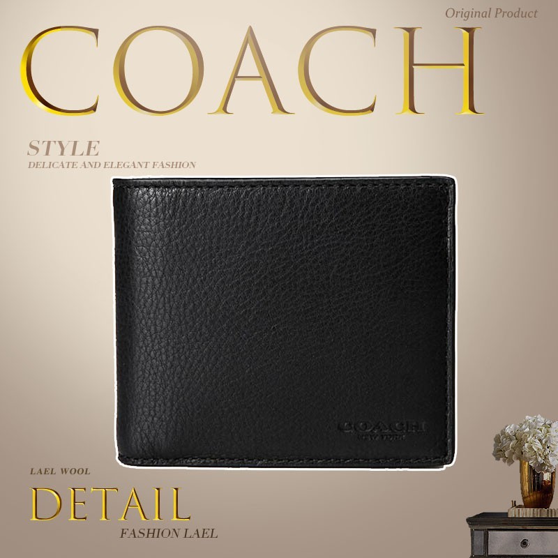 พร้อมส่ง🔥ของแท้ 100% กระเป๋าสตางค์ผู้ชาย coach F26072 กระเป๋าสตางค์แบบพับได้ / กระเป๋าสตางค์ใบสั้นผู้ชาย