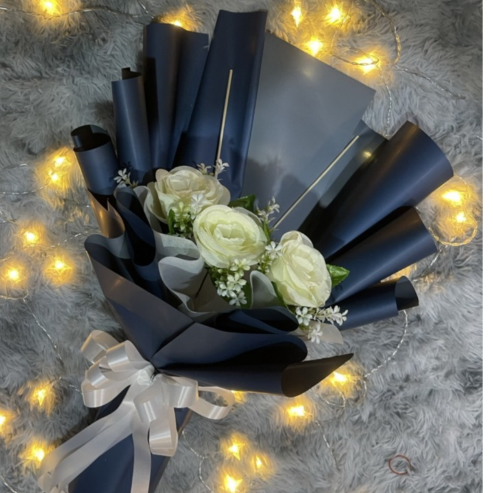 AA014 โฟมคู่ ช่อประดับดอกกุหลาบ 3 ดอก แถมที่ใส่ธนบัตร 15ใบ #ช่อเปล่า #ช่อประดับดอกไม้