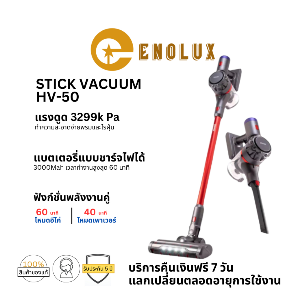 เครื่องดูดฝุ่นบ้านไร้สาย ENOLUX กำลังแรงดูดสูง ชาร์จใหม่ได้ Hyper V50 ดูดฝุ่น หยิบเส้นผม เครื่องดูดฝุ่นไร้สายพลังสูงป้อง