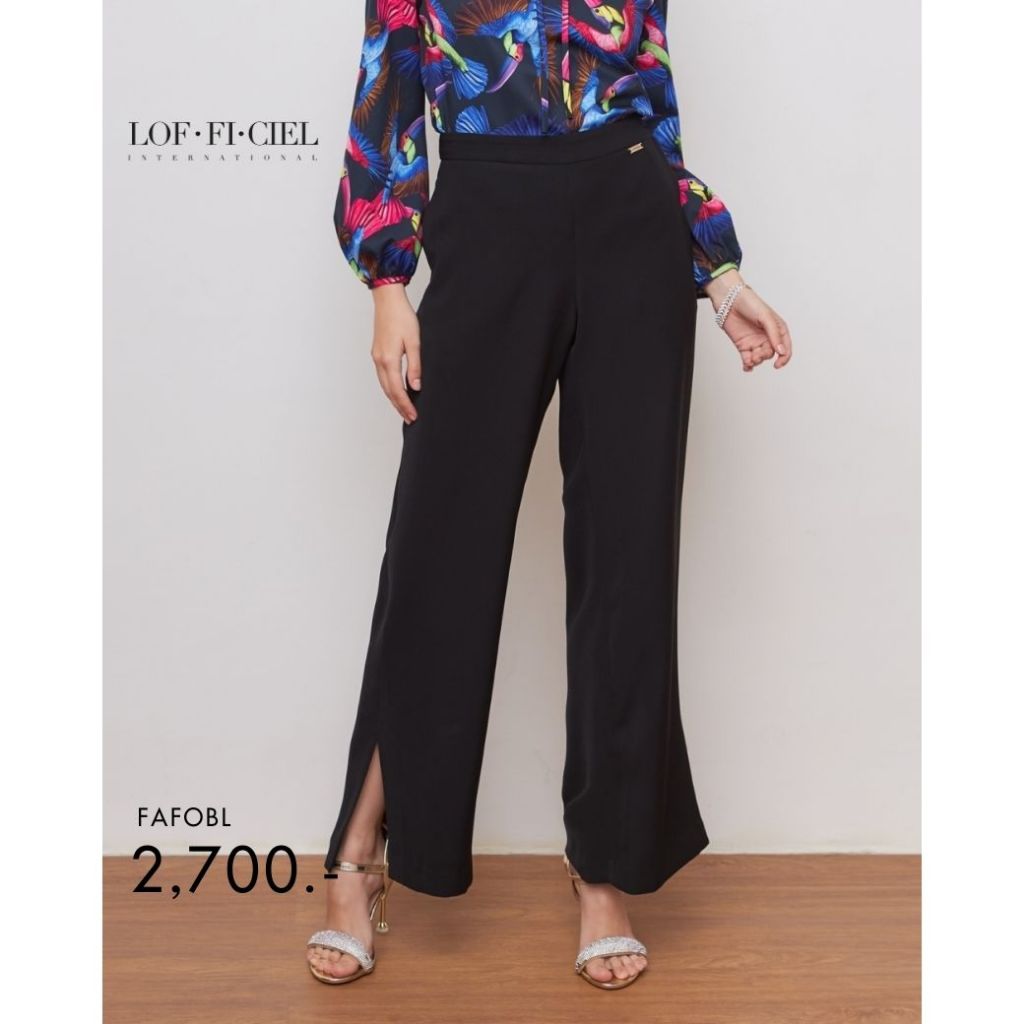 LOF-FI-CIEL woman's pants Jubili flare กางเกงผู้หญิง ขายาว ผ่าข้างเล็กน้อย สีดำ FAFOBL