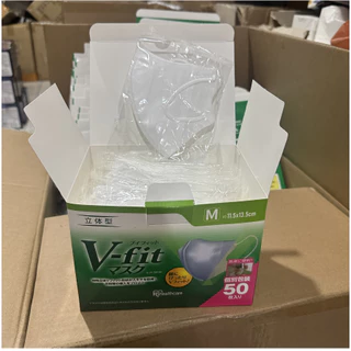 รุ่นใหม่แบบหนา！50ชิ้น แมส v fit mask IRIS OHYAMA รุ่นหนา แพ็คแยกชิ้น หนากากญี่ปุ่น size M-L