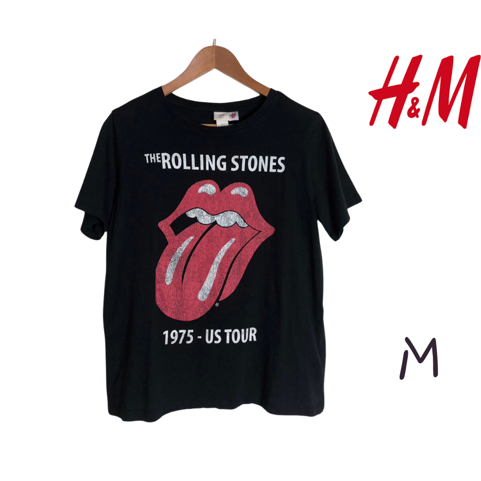 H&amp;M The Rolling Stones 1975 - US Tour เสื้อเยืดทำสไตล์วินเทจ ไซส์ M