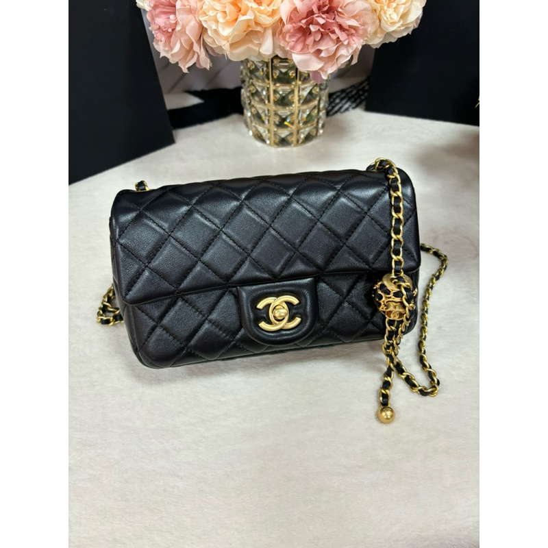 Chanel Classic Mini 8″ in Black with adjustable chain GHW