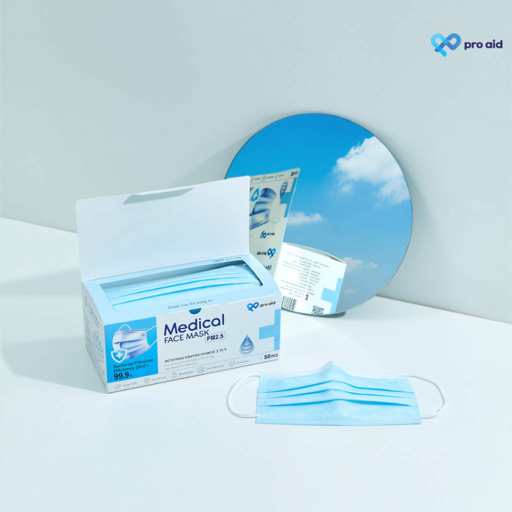 🌷Pro aid หน้ากากอนามัยทางการแพทย์ 3 ชั้น กล่อง 50 ชิ้น ออร์แกนิก นุ่มพิเศษ ถนอมผิวหน้า🌷 - รูปที่ 5